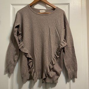 Dreamers Ruffle Sweater Brown Size Small/Medium